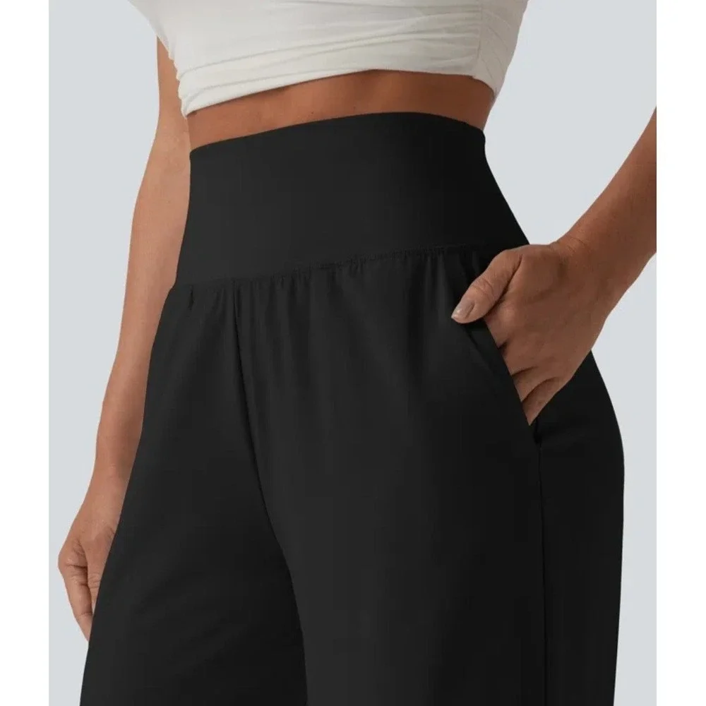 Halara Breezeful High Waisted RuffleWide Leg Quick Dry Pants Women's Small Black - Picture 5 of 16
